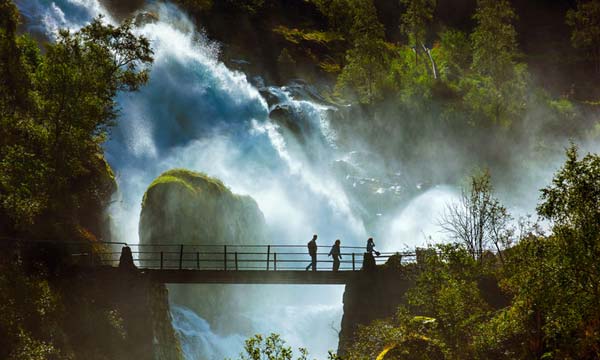 waterfall and bridge