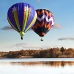 Peaceful landscape with balloon